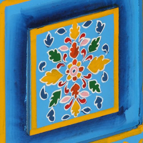  türkiz, kézzel festett, tömör mangófa tálaló