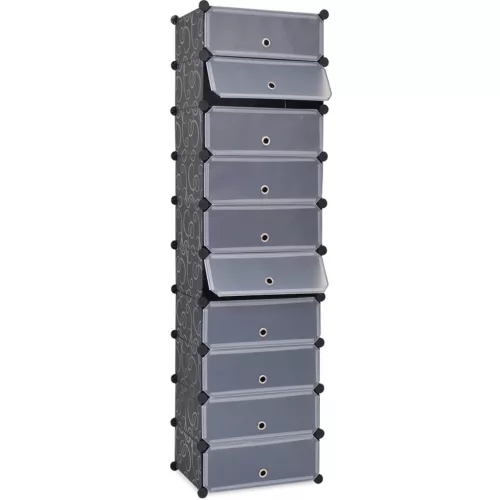  fekete kombinálható cipőtároló 10 rekeszes