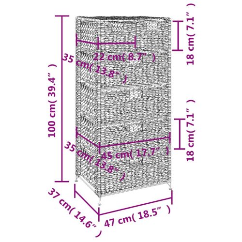 vízijácint tárolóegység 6 kosárral 47 x 37 x 100 cm 