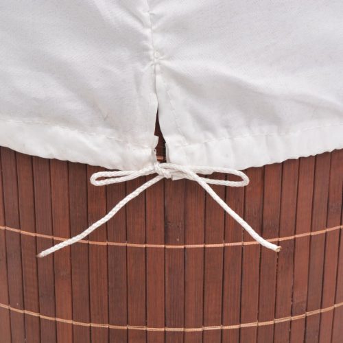  barna kerek bambusz szennyestartó kosár