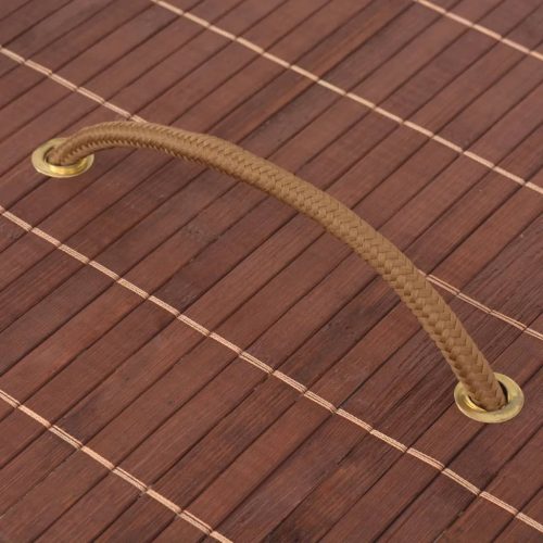  barna, téglalap alakú bambusz szennyestartó kosár