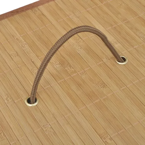  természetes színű, téglalap alakú bambusz szennyestartó kosár      