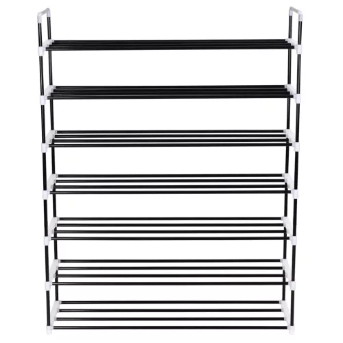  7 polcos fekete fém/műanyag cipőtartó