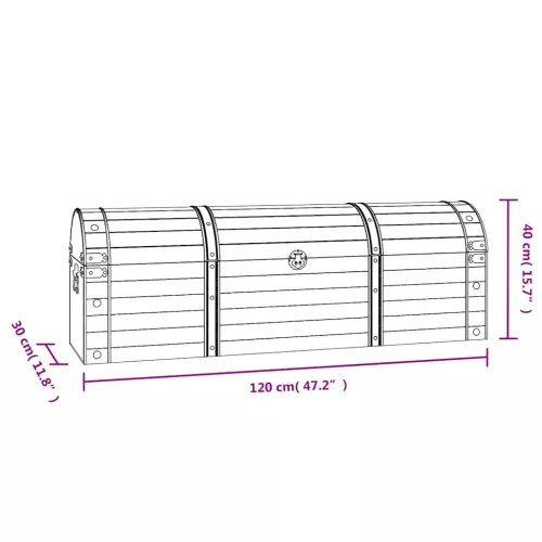  vintage stílusú tömör fa tárolóláda 120 x 30 x 40 cm