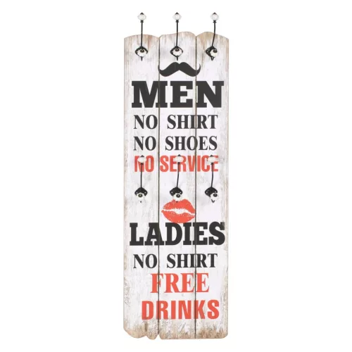  falra szerelhető fogas 6 akasztóval 120 x 40 cm „MEN LADIES” 