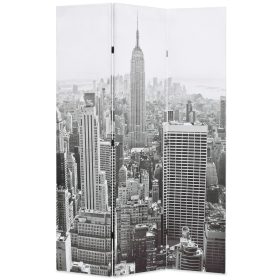  fekete-fehér New York mintás paraván 120 x 170 cm