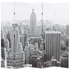  fekete-fehér New York mintás paraván 200 x 170 cm