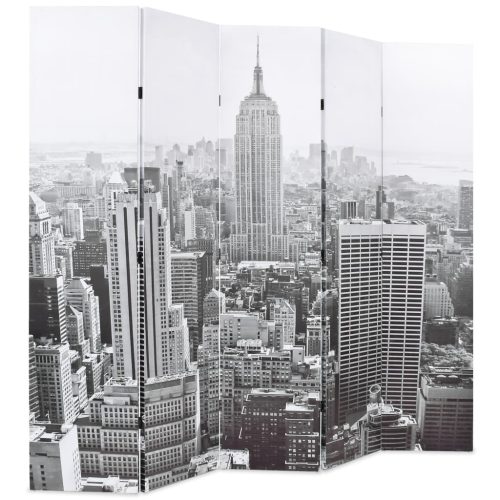  fekete-fehér New York mintás paraván 200 x 170 cm