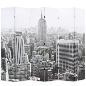  fekete-fehér New York mintás paraván 228 x 170 cm