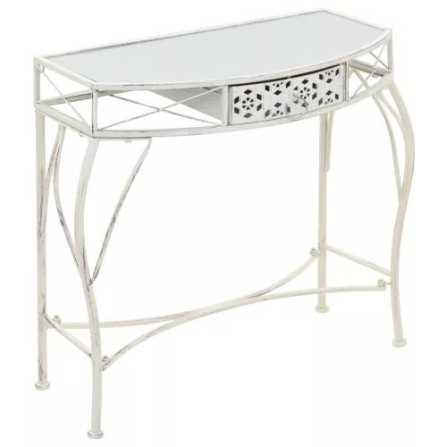     francia stílusú fehér fém kisasztal 82 x 39 x 76 cm