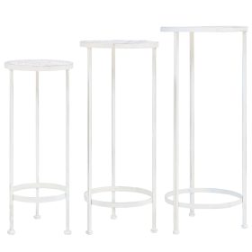    3 részes vintage stílusú antik fehér fém virágállvány-szett