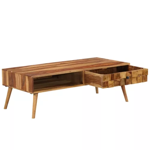  tömör akácfából dohányzóasztal mézszínű felülettel 110x50x37 cm