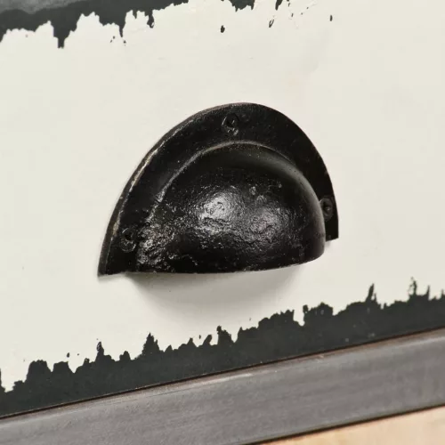  tömör mangófa és acél tálalószekrény 65 x 33 x 76 cm