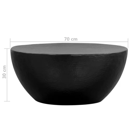  fekete kalapált alumínium dohányzóasztal 70 x 30 cm