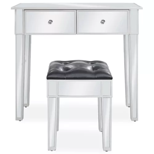  tükrös MDF / üveg öltözőasztal ülőkével