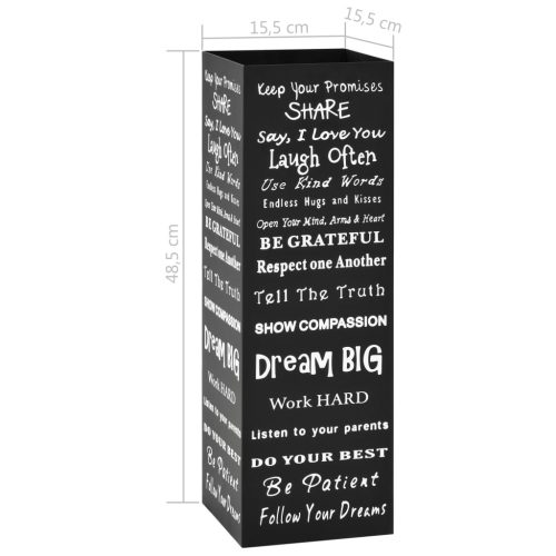  fekete acél esernyőtartó szöveges mintával 