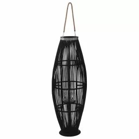  fekete bambusz függő gyertyatartó lámpás, 95 cm