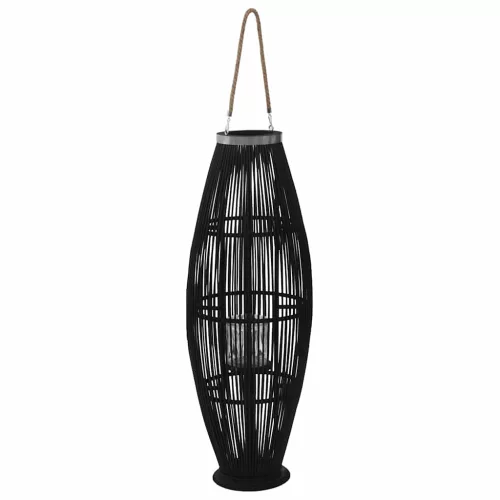  fekete bambusz függő gyertyatartó lámpás, 95 cm