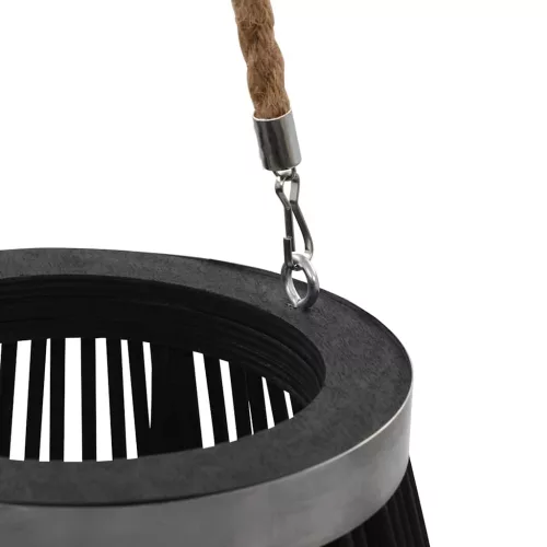  fekete bambusz függő gyertyatartó lámpás, 95 cm