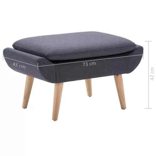  sötétszürke szövet kárpitozású lábzsámoly 73 x 43 x 42 cm 