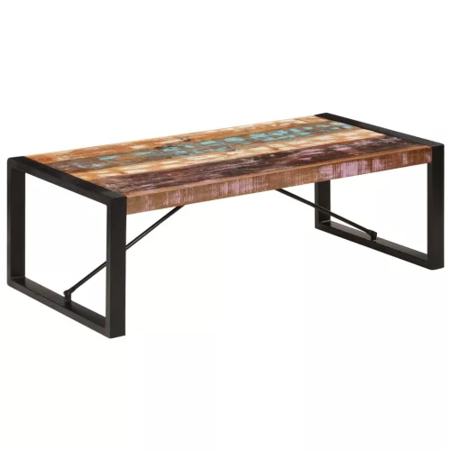  tömör újrahasznosított fa dohányzóasztal 120 x 60 x 40 cm