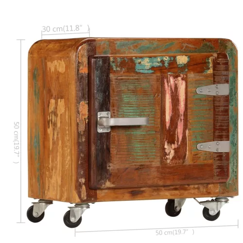  tömör újrahasznosított fa éjjeliszekrény 50 x 30 x 50 cm