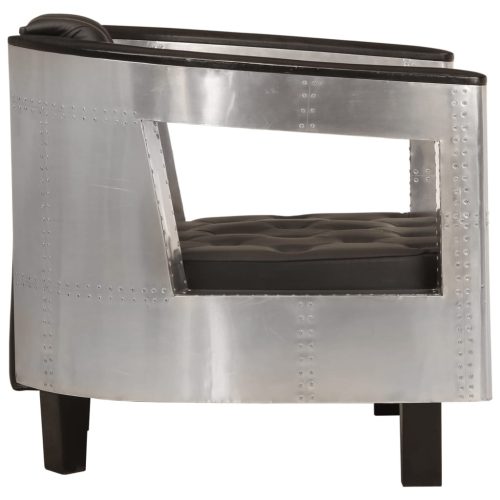  fekete repülős stílusú valódi bőr fotel