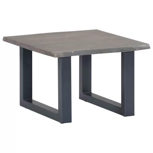  szürke tömör akácfa dohányzóasztal természetes éllel 60x60x40cm
