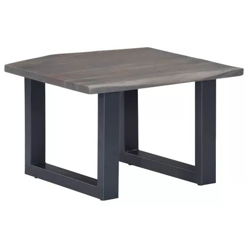  szürke tömör akácfa dohányzóasztal természetes éllel 60x60x40cm