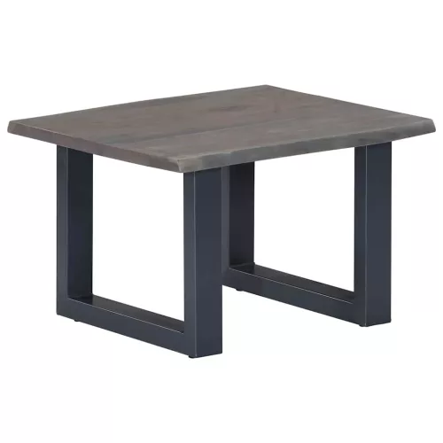  szürke tömör akácfa dohányzóasztal természetes éllel 60x60x40cm