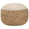  kézzel készült fehér juta puff 45 x 30 cm