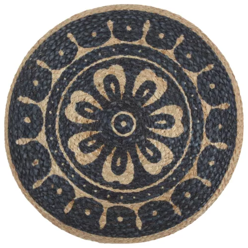  kézzel készült kék juta puff 45 x 30 cm