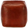  sárgásbarna valódi kecskebőr puff 40 x 40 x 40 cm 