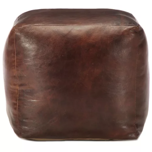  sötétbarna valódi kecskebőr puff 40 x 40 x 40 cm 