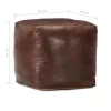  sötétbarna valódi kecskebőr puff 40 x 40 x 40 cm 