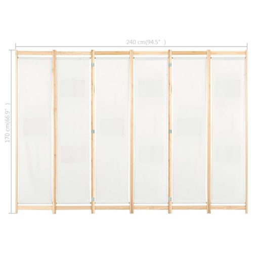  krémszínű 6-paneles szövetparaván 240 x 170 x 4 cm  