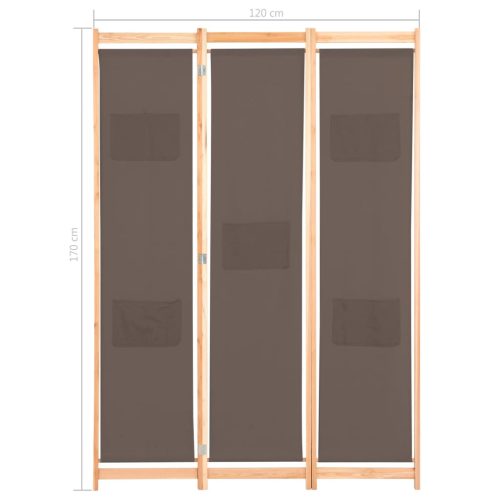 barna 3-paneles szövetparaván 120 x 170 x 4 cm
