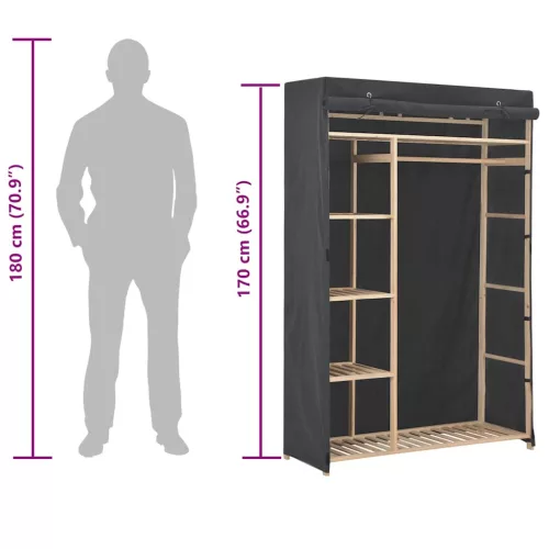  szürke szövet ruhásszekrény 110 x 40 x 170 cm