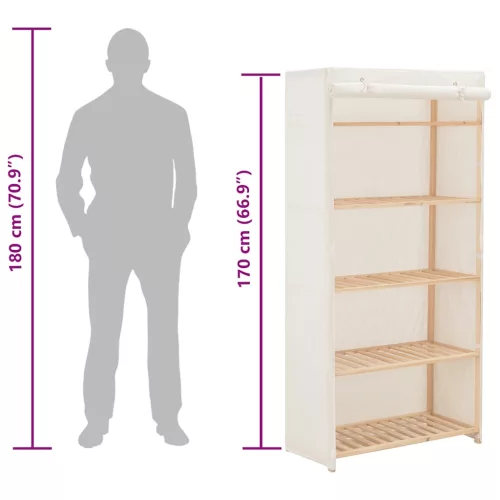  fehér szövet ruhásszekrény 79 x 40 x 170 cm