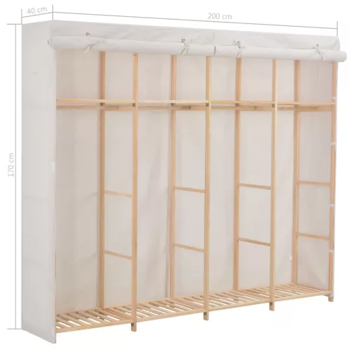  fehér szövet ruhásszekrény 200 x 40 x 170 cm