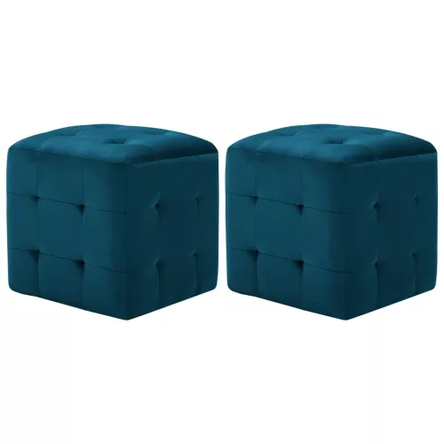  2 db kék bársony éjjeliszekrény 30 x 30 x 30 cm