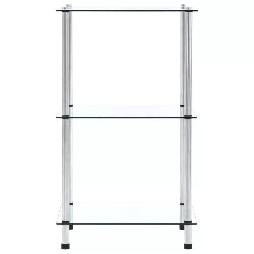  3 szintes átlátszó edzett üveg polc 40 x 40 x 67 cm