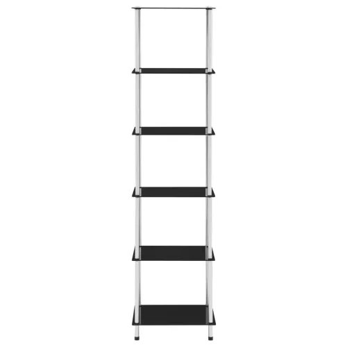  6 szintes fekete edzett üveg polc 40 x 40 x 160 cm