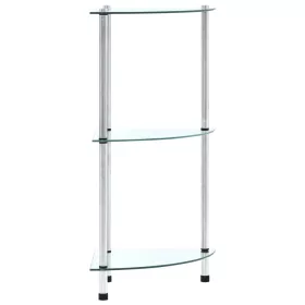  3 szintes átlátszó edzett üveg polc 30 x 30 x 67 cm