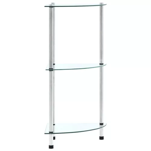  3 szintes átlátszó edzett üveg polc 30 x 30 x 67 cm