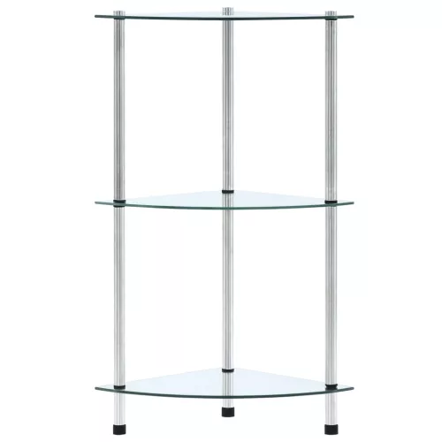  3 szintes átlátszó edzett üveg polc 30 x 30 x 67 cm