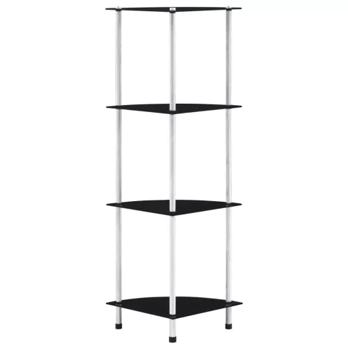  4 szintes fekete edzett üveg polc 30 x 30 x 100 cm