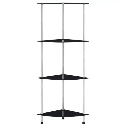  4 szintes fekete edzett üveg polc 30 x 30 x 100 cm