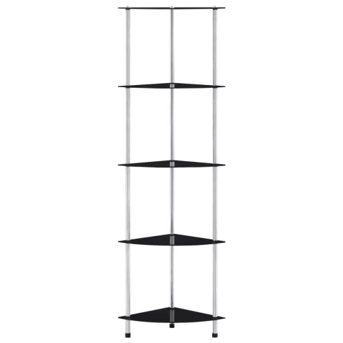  5 szintes fekete edzett üveg polc 30 x 30 x 130 cm