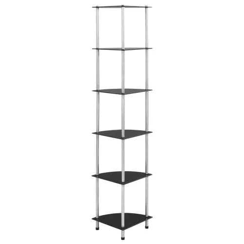  6 szintes fekete edzett üveg polc 30 x 30 x 160 cm